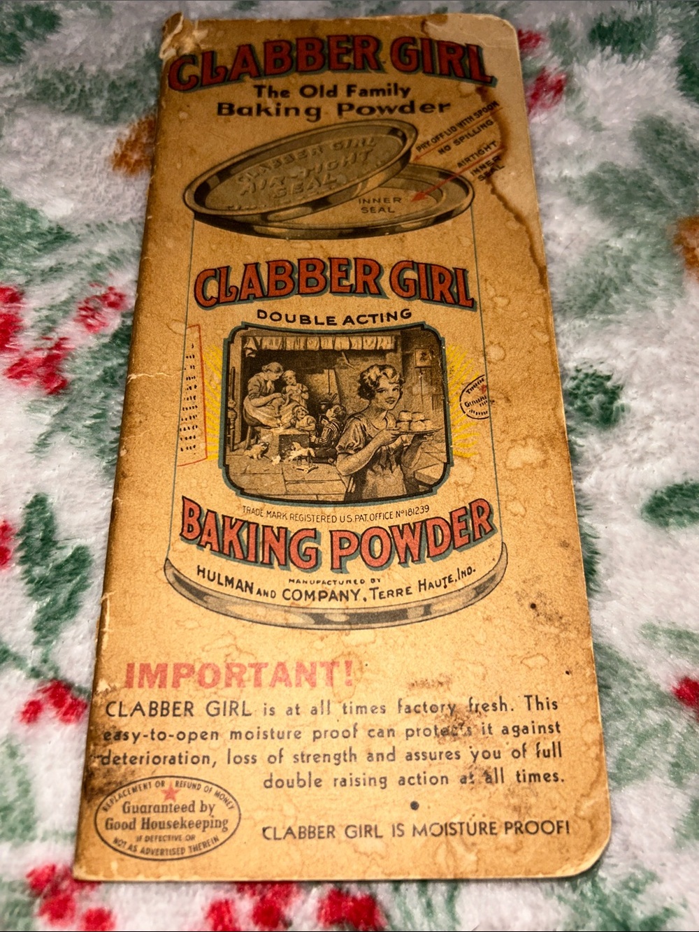 VINTAGE- Clabber Girl baking Powder Advertising Notebook-1930’s